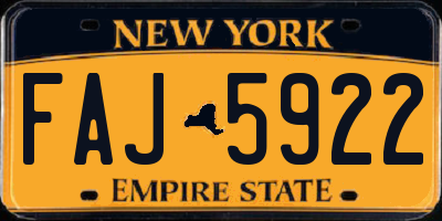 NY license plate FAJ5922