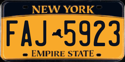 NY license plate FAJ5923