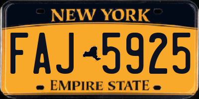 NY license plate FAJ5925