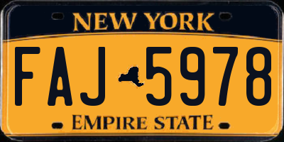 NY license plate FAJ5978