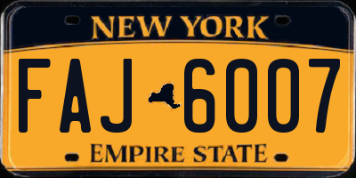 NY license plate FAJ6007