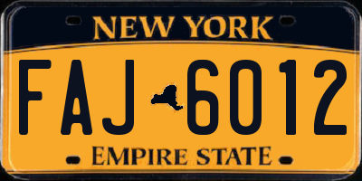 NY license plate FAJ6012