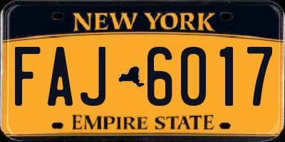 NY license plate FAJ6017