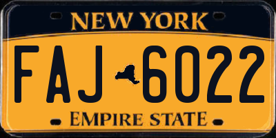 NY license plate FAJ6022