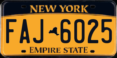 NY license plate FAJ6025