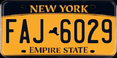 NY license plate FAJ6029