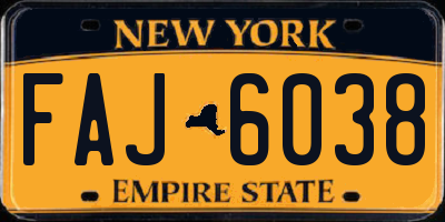 NY license plate FAJ6038