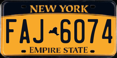 NY license plate FAJ6074