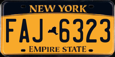 NY license plate FAJ6323