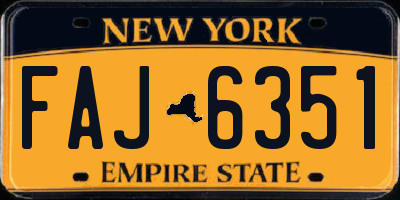 NY license plate FAJ6351