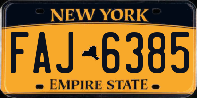 NY license plate FAJ6385