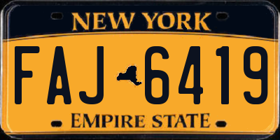 NY license plate FAJ6419