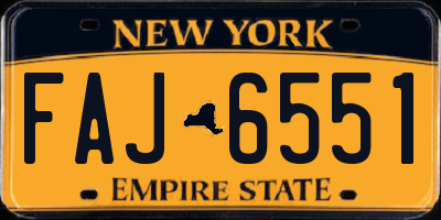 NY license plate FAJ6551