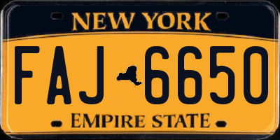 NY license plate FAJ6650