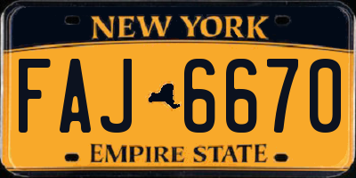 NY license plate FAJ6670