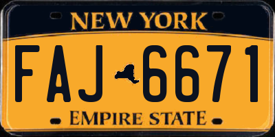 NY license plate FAJ6671