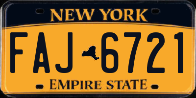 NY license plate FAJ6721