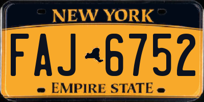 NY license plate FAJ6752
