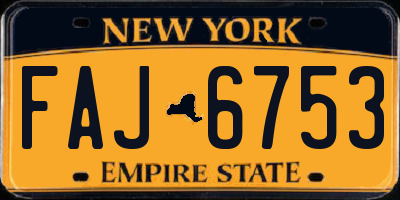 NY license plate FAJ6753
