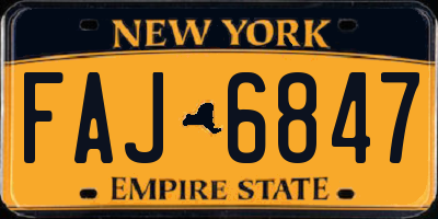 NY license plate FAJ6847