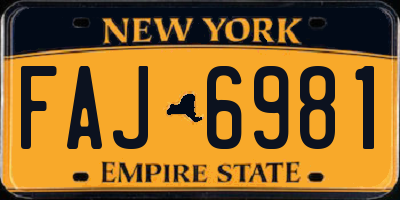 NY license plate FAJ6981