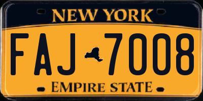 NY license plate FAJ7008