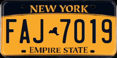 NY license plate FAJ7019