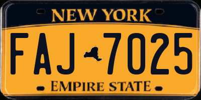 NY license plate FAJ7025