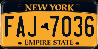 NY license plate FAJ7036