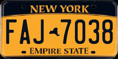NY license plate FAJ7038