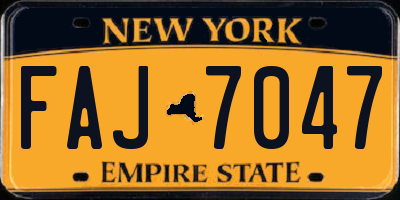 NY license plate FAJ7047