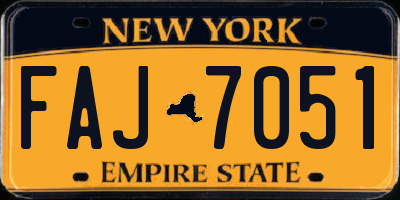 NY license plate FAJ7051