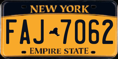 NY license plate FAJ7062