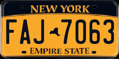 NY license plate FAJ7063