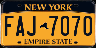 NY license plate FAJ7070