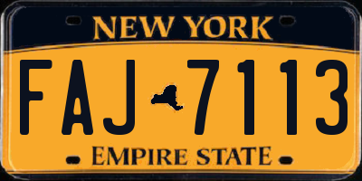 NY license plate FAJ7113