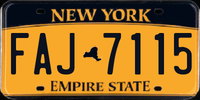 NY license plate FAJ7115