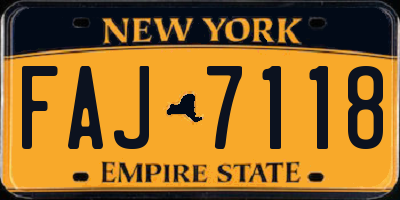 NY license plate FAJ7118
