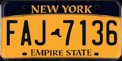 NY license plate FAJ7136
