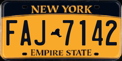 NY license plate FAJ7142