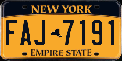 NY license plate FAJ7191