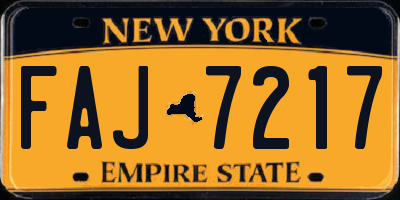 NY license plate FAJ7217