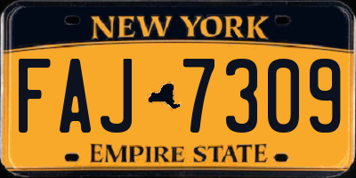 NY license plate FAJ7309