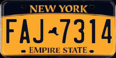 NY license plate FAJ7314