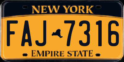 NY license plate FAJ7316