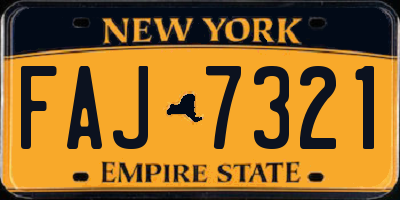 NY license plate FAJ7321