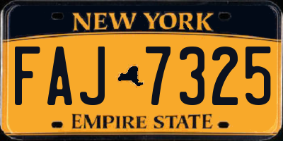NY license plate FAJ7325