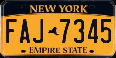 NY license plate FAJ7345