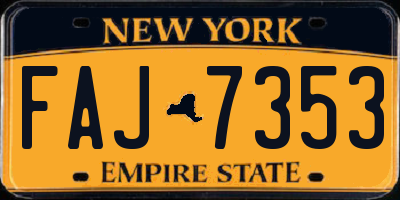 NY license plate FAJ7353