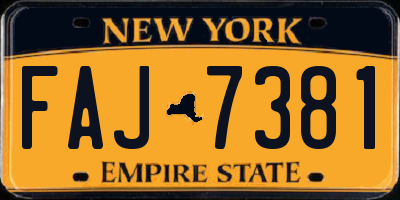 NY license plate FAJ7381
